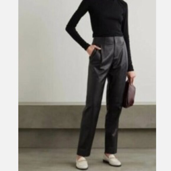 New VINCE Black Leather Trousers Pants - Picture 1 of 9